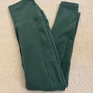 High-Waist Forest Green Leggings with Side Pocket